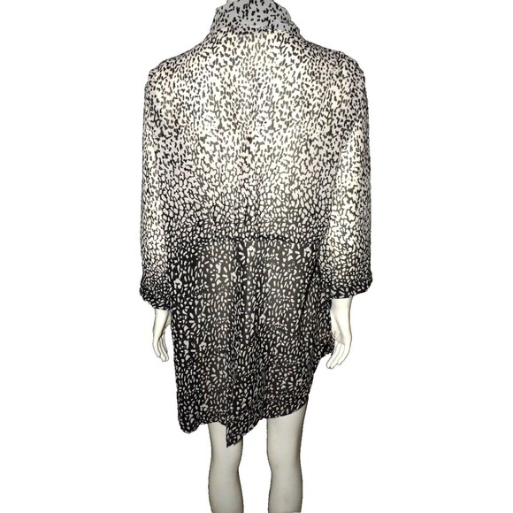 Zashi NWT Blouse Shirt Button Up Sheer Animal Print Ombre New Coverup 3/4 Sleeve - Picture 4 of 15